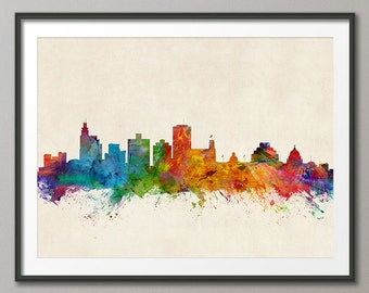 Jackson Skyline, Jackson Mississippi Cityscape, Art Print (1004)