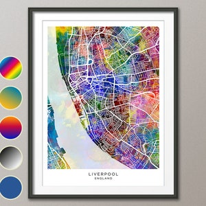 London Karte, England Karte, Aquarell Kunstdruck Poster (31765)