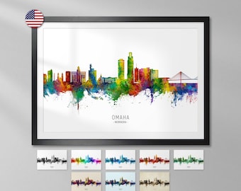Omaha Skyline Nebraska, Cityscape Art Print Poster YX (17542)