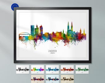 Zagreb Skyline Croatia, Poster Print Cityscape Art ZX (15455