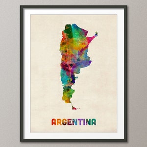 Argentina Watercolor Map, Art Print 995 image 1