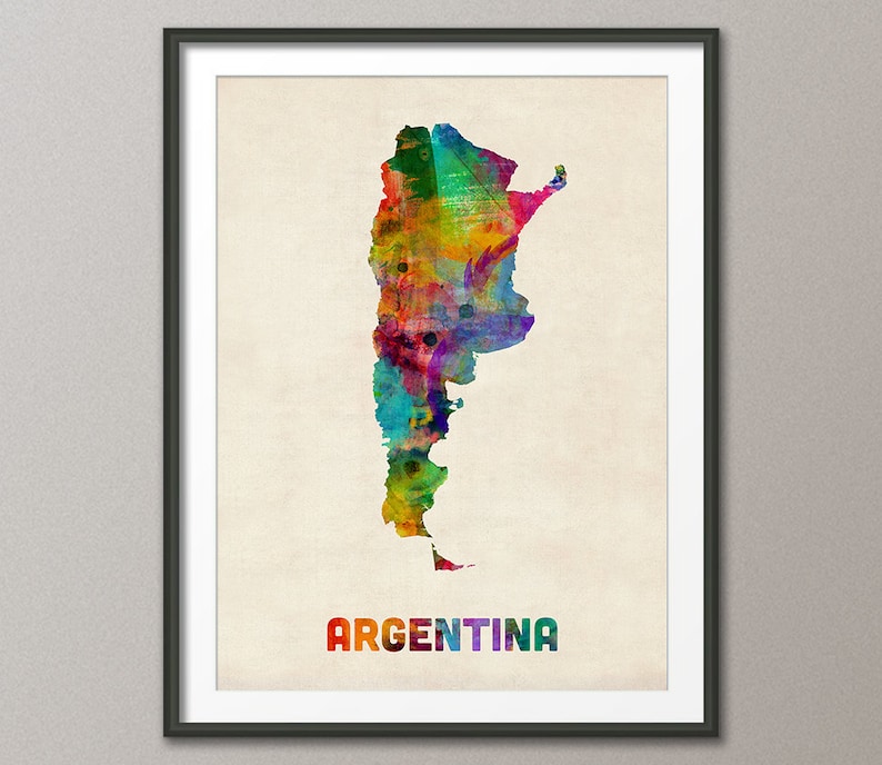 Argentina Watercolor Map, Art Print 995 image 1