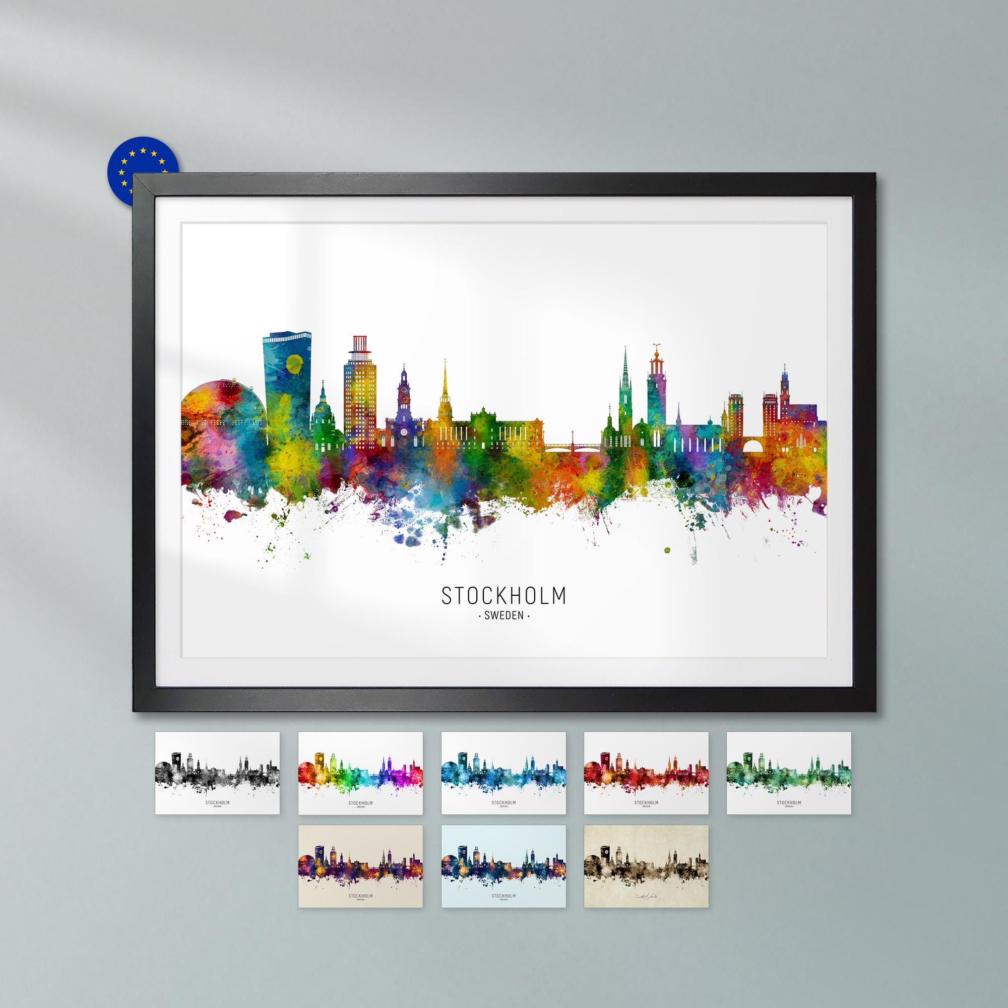 Buy Stockholm Skyline Sweden, Poster Print Cityscape Art ZX (40802