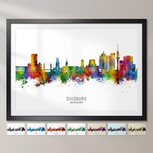 Duisburg Skyline Deutschland, stadsgezicht schilderij Art Print poster CX (25426)