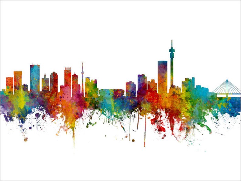 Johannesburg Skyline South Africa Cityscape Painting Art Etsy UK