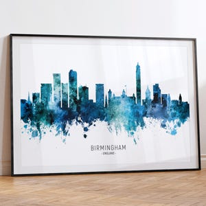 Birmingham Stadtbild England, Skyline Wand-Kunst Poster Druck RX (20872)