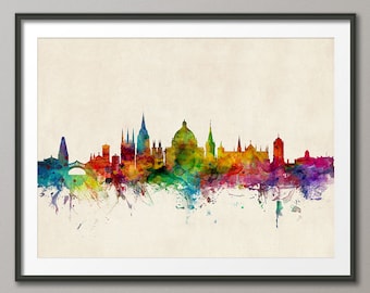 Oxford Skyline, Oxford England Cityscape Art Print (1024)