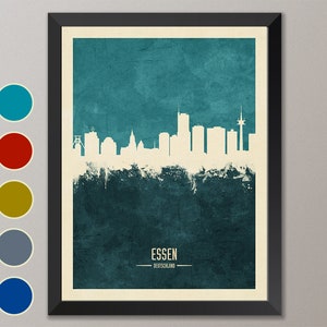 Essen Skyline, Essen Cityscape Germany, Watercolor Art Print Poster 4191 image 4