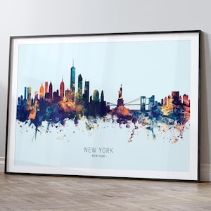 Póster con impresión artística de la pintura del paisaje urbano de Nueva York (12026)