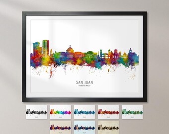San Juan Skyline Puerto Rico, Cityscape Art Print Poster KX (32057)