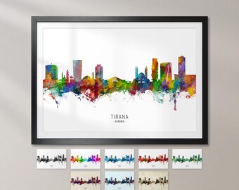 Tirana Skyline Albania, Cityscape Art Print Poster KX (30455)
