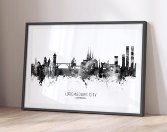 Luxembourg City Skyline Luxembourg, Cityscape Art Print Poster BX (11708)