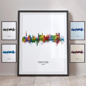 Pamplona Skyline, Pamplona Spain Cityscape Art Print Poster Portrait PX (24311)
