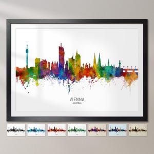 Skyline de Vienne Autriche, impression d'art peinture paysage urbain Poster CX (6663)