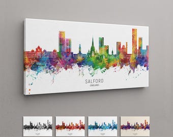 Salford Skyline England, Box Canvas Art Print (25150)