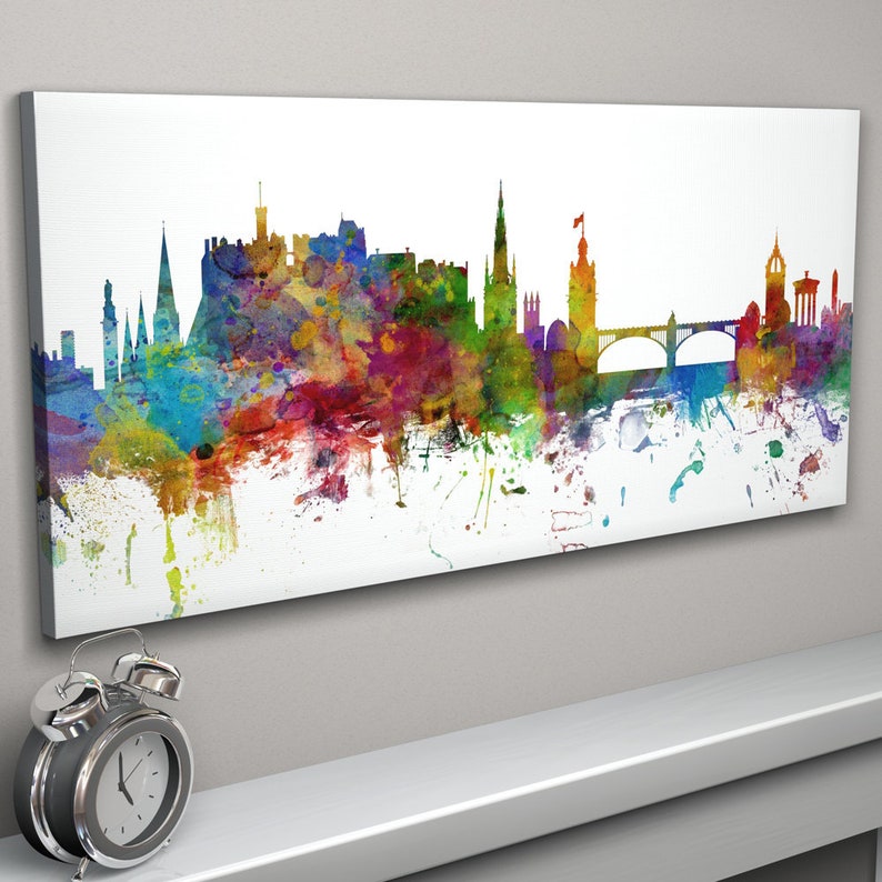 Edinburgh Skyline Canvas, Edinburgh Scotland Cityscape Canvas Art Print 2174 image 1