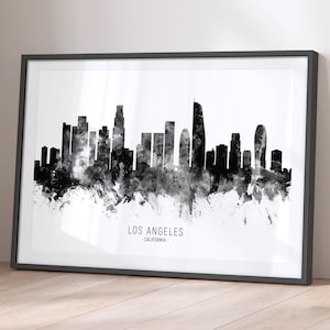 Los Angeles Skyline California, Cityscape Painting Art Print Poster BX (11472)