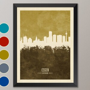 Essen Skyline, Essen Cityscape Germany, Watercolor Art Print Poster 4191 image 5