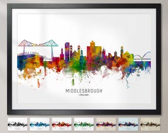 Póster con impresión artística de la pintura del paisaje urbano de Middlesbrough, Inglaterra, CX (6482)
