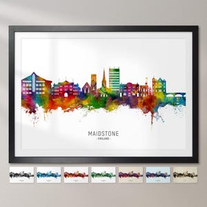 Maidstone Skyline, Maidstone England Cityscape Art Print Poster CX (27135)