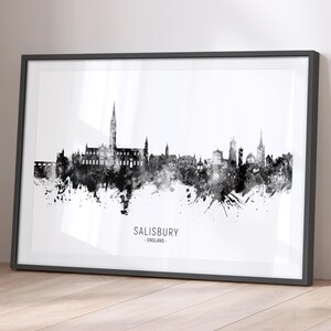 Salisbury Skyline England, Cityscape Painting Art Print Poster BX (16750)