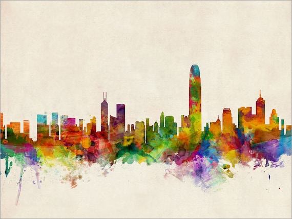 Hong Kong Skyline, Hong Kong China Cityscape Art Print (324