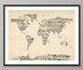 Map of the World Map from Old Sheet Music, Art Print (895)