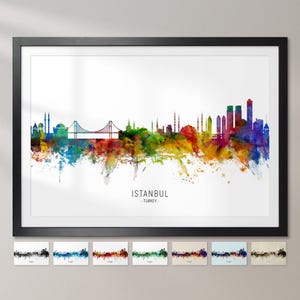 Póster con impresión artística de la silueta de Estambul, Turquía, paisaje urbano CX (6724)