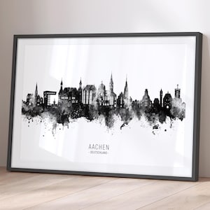 Aachen Skyline Deutschland, Cityscape Painting Art Print Poster BX (21723)