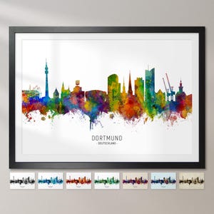 Dortmund Skyline Deutschland, Cityscape Painting Art Print Poster CX (6646)