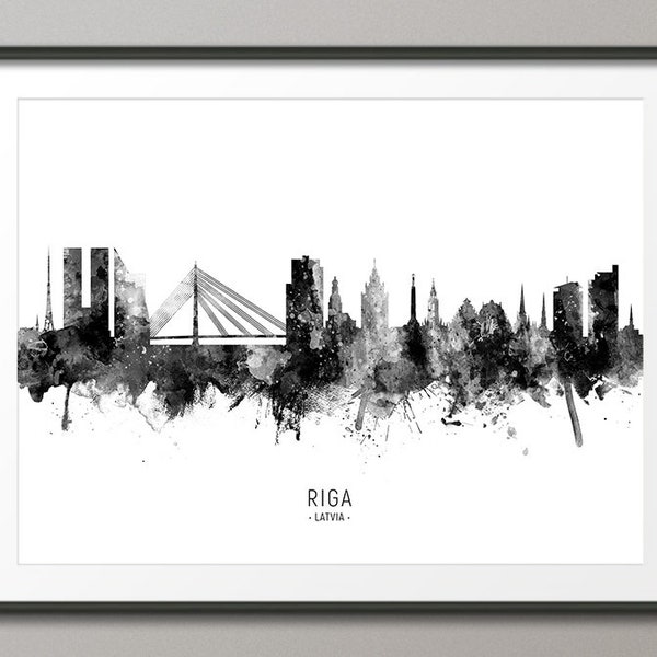 Riga Skyline, Riga Latvia Cityscape Art Print Poster (11614)