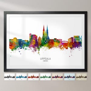 Uppsala Skyline Sweden, Cityscape Painting Art Print Poster CX (28500)