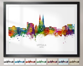 Uppsala Skyline, Sweden - Cityscape Painting Art Print Poster CX (28500)