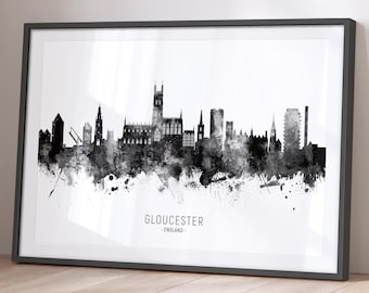Póster con impresión artística de la pintura del paisaje urbano de Gloucester, Inglaterra, BX (11556)