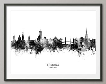 Torquay Skyline, Torquay England Cityscape Art Print Poster (23737)