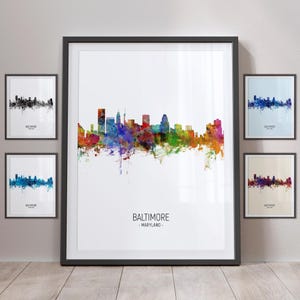 Baltimore Skyline, Baltimore Maryland Cityscape Art Print Poster Portrait PX (5037)