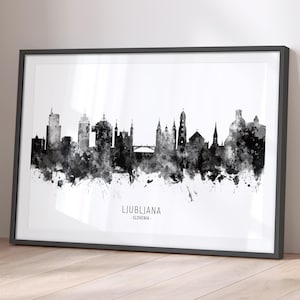 Ljubljana Skyline Slovenia, Cityscape Painting Art Print Poster BX (11628)
