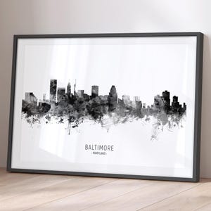 Baltimore Skyline Maryland, Cityscape Painting Art Print Poster BX (11516)