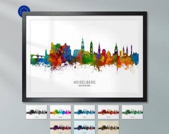 Heidelberg Skyline Deutschland, Impressão de pôster de arte urbana ZX (6711)
