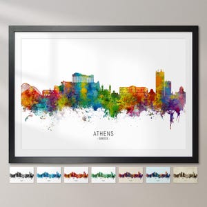 Athen Skyline Griechenland, Stadtansicht Malerei Kunstdruck Poster CX (6673)