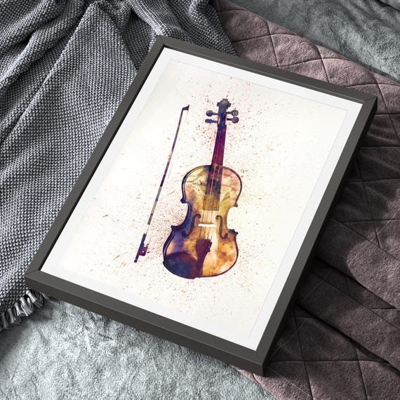 Violin Music Instrument, Abstract Watercolor - Art Print Poster