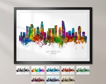 Los Angeles Skyline California, Cityscape Art Print Poster KX (6509)
