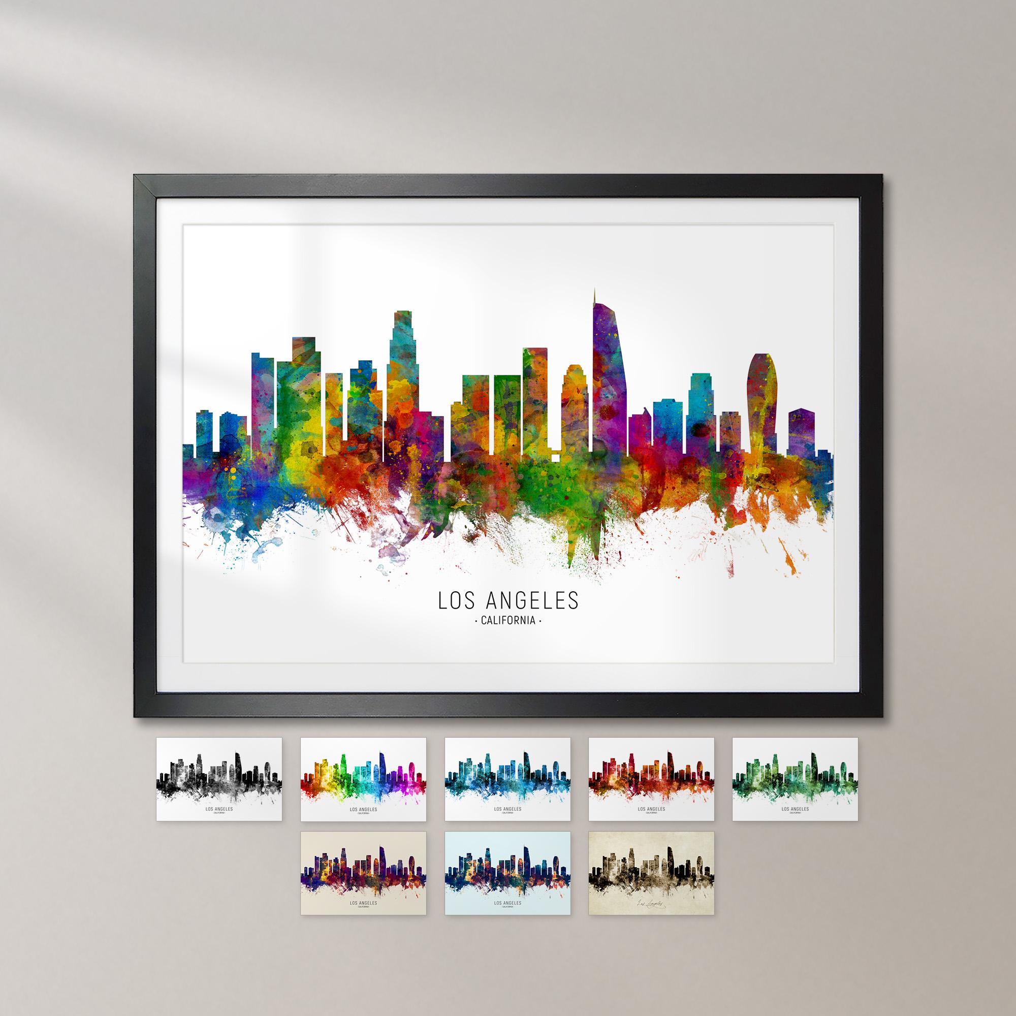 リクエストパネル Los Angeles Skyline California, Cityscape Art Print Poster KX