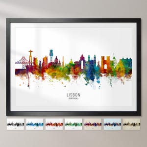 Lisbon Skyline Portugal, Cityscape Painting Art Print Poster CX (6507)