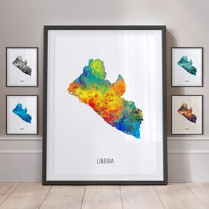 Mapa Liberii, plakat artystyczny akwarelowy MX (10872)
