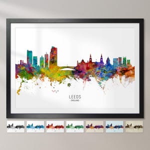 Leeds skyline Engeland, stadsgezicht schilderij kunst print poster CX (6587)