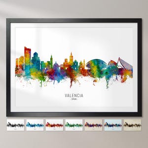 Valencia Skyline Spain, Cityscape Painting Art Print Poster CX (8708)