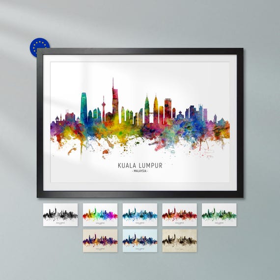 Kuala Lumpur Skyline Malaysia, Poster Print Cityscape Art ZX