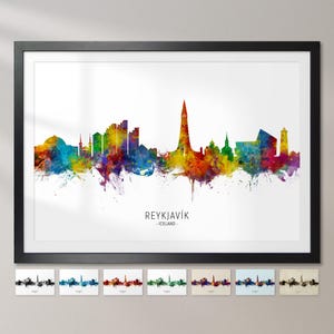 Reykjavík Skyline Island, Reykjavik Stadtbild Malerei Kunstdruck Poster CX (14789)