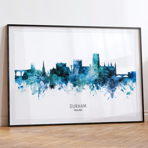 Durham Stadtbild England, Skyline Wand-Kunst Poster Druck RX (20653)